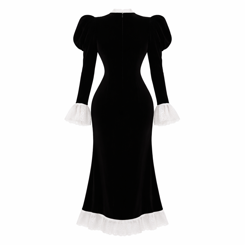 Maravelle | Velvet Lace Fishtail Gown