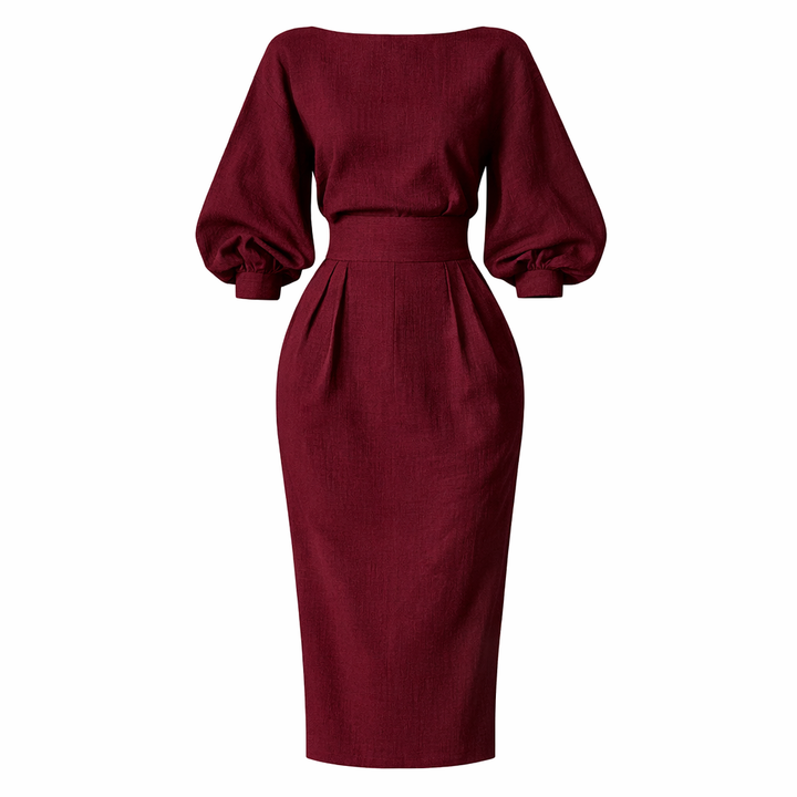 Celestine | High Waist Pleated A-Line Dress
